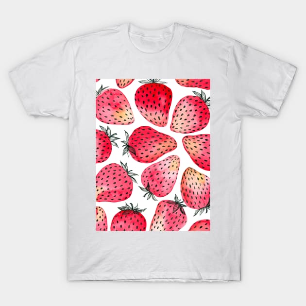 Strawberries watercolor and ink T-Shirt by katerinamk